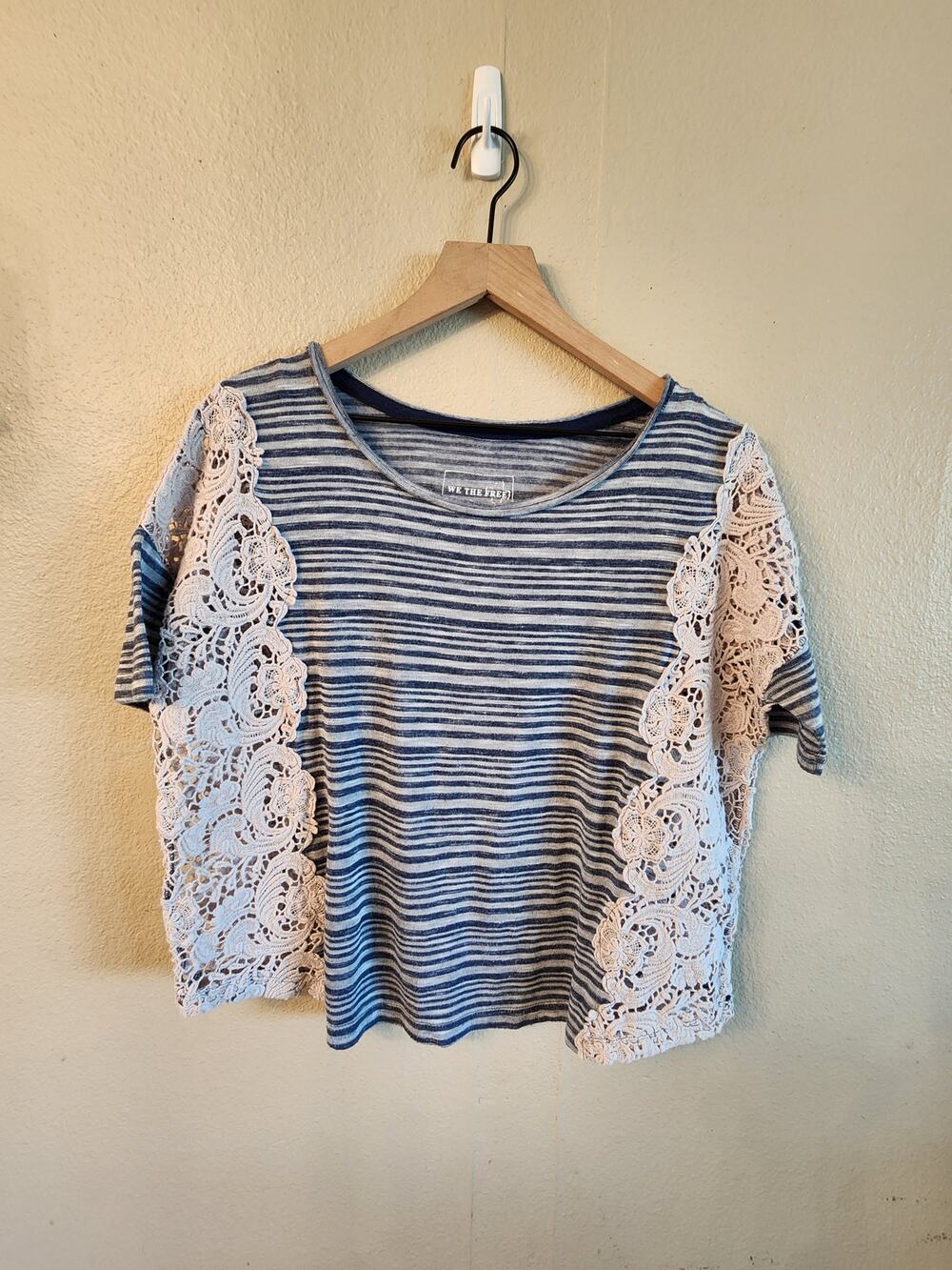 We The Free Women's Striped Top SZ Small Crochet